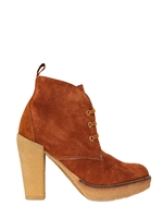 SERAFINI ETOILE - 100MM SUEDE LACE UP BOOTS - TAN
