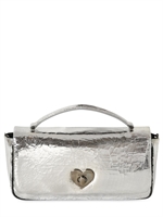 MOSCHINO CHEAP&CHIC - SID CRACKLED METALLIC LEATHER BAG - SILVER