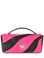 MOSCHINO CHEAP&CHIC - SID TWO TONE ZEBRA DISEGNO LEATHER BAG - FUCHSIA/BLACK