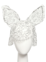 MAISON MICHEL - HEIDI VEIL HEADBAND WITH LACE - BLACK/WHITE