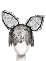 MAISON MICHEL - HEIDI VEIL WITH RABBIT EARS HEADBAND - BLACK