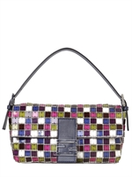 FENDI - BORSA BAGUETTE CON SPECCHI RICAMATI SU PELLE - MULTICOLORE