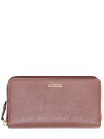 FENDI - PORTAFOGLIO IN PELLE SAFFIANO CON ZIP - DARK ROSE