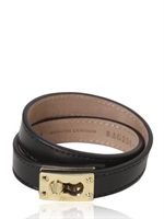 FENDI - BRACCIALE DOPPIO GIRO IN PELLE - NERO/ORO