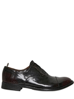OFFICINE CREATIVE - VINTAGE LEATHER LACELESS OXFORD SHOES - BURGUNDY/BLACK