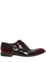 OFFICINE CREATIVE - PATENT LEATHER OXFORD LACE-UP SHOES - BURGUNDY/BROWN