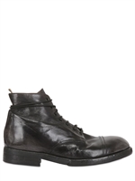 OFFICINE CREATIVE - BRUSHED & VINTAGED LEATHER LACE-UP BOOTS - ANTHRACITE