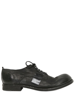 OFFICINE CREATIVE - DYE WASHED LEATHER DERBY SHOES - BLACK