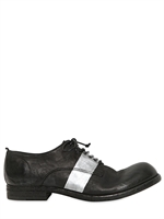 OFFICINE CREATIVE - DYE WASHED LEATHER DERBY SHOES - BLACK/SILVER