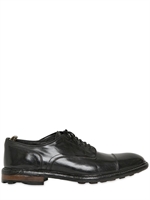 OFFICINE CREATIVE - BRUSHED LEATHER DERBY LACE-UP SHOES - BLACK