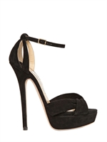 JIMMY CHOO - 145MM GRETA SUEDE SANDALS - BLACK