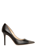 JIMMY CHOO - 100MM AMIKA STUDDED NAPPA LEATHER PUMPS - BLACK/SILVER