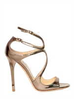 JIMMY CHOO - 100MM LANG METALLIC CALF SANDALS - LIGHT BRONZE