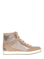 JIMMY CHOO - 20MM TOKYO GLITTER & SUEDE SNEAKERS - TAUPE/MULTI