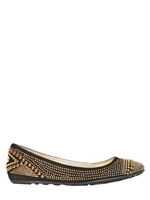 JIMMY CHOO - WELDA MICRO STUDDED SUEDE BALLET FLATS - BLACK