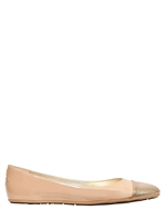 JIMMY CHOO - WHIRL GLITTER AND PATENT BALLERINA FLATS - NUDE