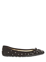 JIMMY CHOO - WILLOW STARS AND SUEDE BALLERINA FLATS - BLACK