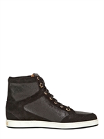 JIMMY CHOO - 20MM TOKYO GLITTER AND SUEDE SNEAKERS - BLACK