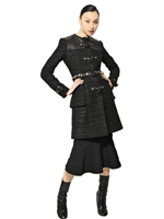 GIVENCHY - NAPPA & WOOL TWEED BOUCLÉ COAT - BLACK