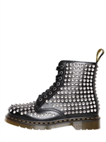 DR.MARTENS - STUDDED MATTE LEATHER BOOTS - BLACK