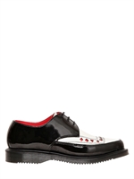 DR.MARTENS - 30MM CALFSKIN & PATENT CREEPER SHOES - BLACK/WHITE