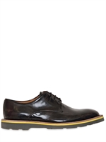 PAUL SMITH - BRUSHED LEATHER DERBY LACE-UP SHOES - DARK KHAKI