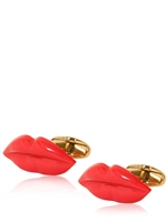 PAUL SMITH - RESIN LIPS BRASS CUFFLINKS - PINK/GOLD