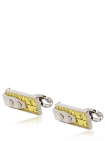 PAUL SMITH - ENAMELED BRASS TAPE CUFFLINKS - YELLOW/SILVER