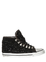 DIONISO - SWAROVSKI & CANVAS HIGH TOP SNEAKERS - BLACK