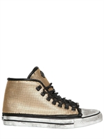 DIONISO - METAL CHAINMAIL HIGH TOP SNEAKERS - GOLD