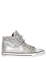DIONISO - METAL CHAINMAIL HIGH TOP SNEAKERS - SILVER