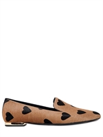 BURBERRY PRORSUM - 10MM HEART PRINTED PONYSKIN LOAFERS - BEIGE/BLACK
