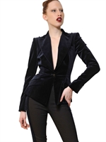 ANTONIO BERARDI - COTTON VELVET FITTED JACKET - MIDNIGHT