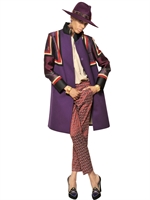 ETRO - PATCHWORK WOOL CLOTH COAT - PURPLE