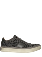 JIMMY CHOO - LEOPARD PRINTED SUEDE SNEAKERS - GREY