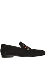 JIMMY CHOO - PUNK PINS TEXTURED SUEDE LOAFERS - BLACK