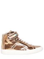 PIERRE HARDY - SHINY METALLIC LEATHER SNEAKERS - GOLD