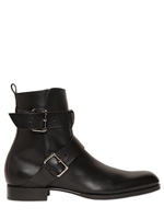 PIERRE HARDY - 2,5CM MATT LEATHER BELTED LOW BOOTS - BLACK