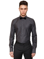 DOLCE & GABBANA - GOLD FIT COTTON TWILL SHIRT - DARK GREY