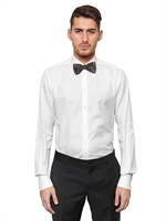 DOLCE & GABBANA - GOLD FIT MICRO STRIPED COTTON SHIRT - WHITE
