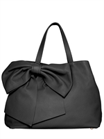 RED VALENTINO - BOW LEATHER SHOULDER BAG - BLACK