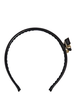 RED VALENTINO - ENAMELED BRASS BOW PATENT HEADBAND - BLACK