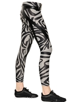 ADIDAS BY STELLA MCCARTNEY - LEGGINGS AUS TECHNO-JERSEY MIT ZEBRADRUCK - GRAU/SCHWARZ