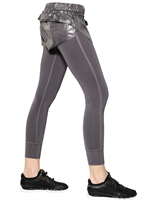 ADIDAS BY STELLA MCCARTNEY - LEGGINGS AUS TECHNO-JERSEY MIT NYLONSHORTS - DUNKELGRAU