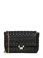 RED VALENTINO - EMBROIDERED QUILTED ECO LEATHER BAG - BLACK