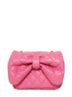 RED VALENTINO - BOW QUILTED FAUX LEATHER MINI BAG - PINK