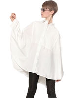 SILENT BY DAMIR DOMA - OVERSIZE COTTON POPLIN KIMONO SHIRT - WHITE