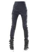 DEMOBAZA - HOCHTAILLIERTE LEGGINGS AUS JAPANISCHEM DENIM - WASHED BLACK