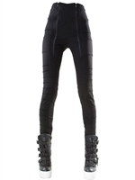 DEMOBAZA - DICKE LEGGINGS AUS STRETCH-JERSEY MIT ZIP - SCHWARZ