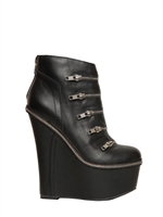 JEFFREY CAMPBELL - 160MM ZIPPED CALFSKIN WEDGES - BLACK/SILVER